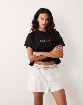 Calvin Klein Calvin Klein heritage cotton logo waistband shorts in classic white