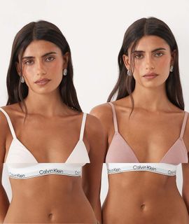 Calvin Klein Calvin Klein Icon Cotton Modal lightly lined triangle bra 2pk in pink-NEUTRAL