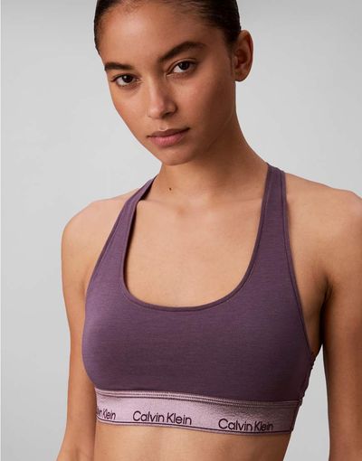 Calvin Klein Calvin Klein Icon Cotton Modal metallic unlined bralette in violet-Purple