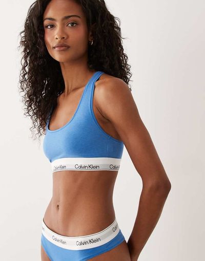 Calvin Klein Icon Cotton Modal Unlined Bralette In Blue