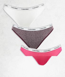 Calvin Klein Calvin Klein Icon Logo 3-pack bikini briefs in pink/white/heart print-Multi
