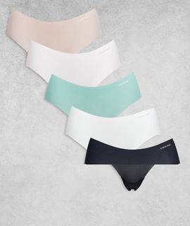 Calvin Klein Calvin Klein Invisibles 5-pack microfiber bikini briefs in beige/black/mint-Multi