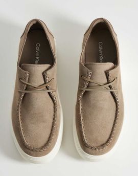 Calvin Klein Calvin Klein Jeans chunky hybrid suede apron lace-up shoes in beige-Green