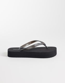Calvin Klein Calvin Klein Jeans flatform metallic flip flop sandals in black