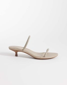 Calvin Klein Calvin Klein Jeans leather double strap heeled sandals in cream-White
