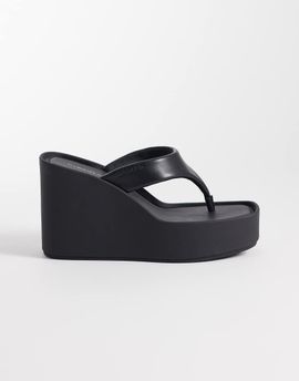 Calvin Klein Calvin Klein Jeans leather flip flop wedge sandals in black