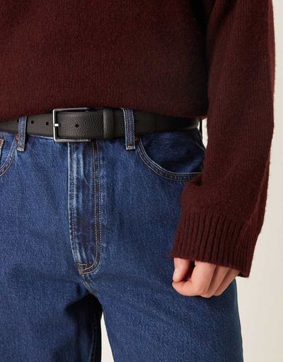 Calvin Klein Calvin Klein Jeans pebble real leather belt with gunmetal buckle in black