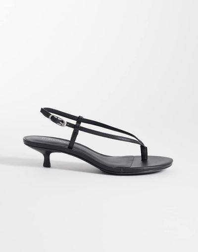 Calvin Klein Calvin Klein Jeans strappy slingback leather flip flop heeled sandals in black