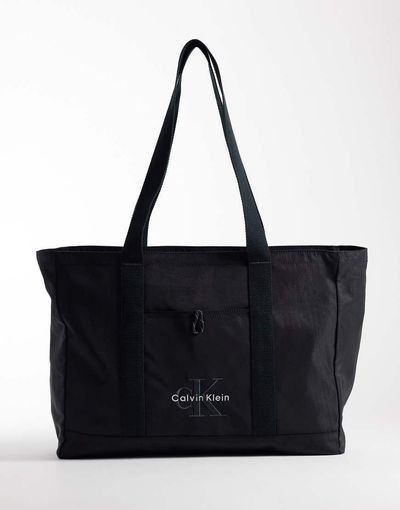 Calvin Klein Calvin Klein large nylon logo tote bag in black