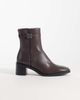 Calvin Klein Calvin Klein leather ankle boots with block heels and logo buckle detailing in chocolate brown - 1