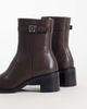 Calvin Klein Calvin Klein leather ankle boots with block heels and logo buckle detailing in chocolate brown - 3