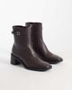 Calvin Klein Calvin Klein leather ankle boots with block heels and logo buckle detailing in chocolate brown - 4