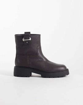 Calvin Klein Calvin Klein leather chunky ankle boots with buckle in fudge brown