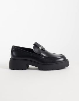 Calvin Klein Calvin Klein leather chunky loafers with silver hardware detail in black