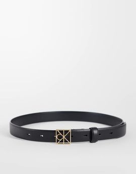 Calvin Klein Calvin Klein leather emblem hardware buckle 25mm belt in black