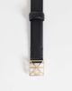 Calvin Klein Calvin Klein leather emblem hardware buckle 25mm belt in black - 2