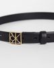 Calvin Klein Calvin Klein leather emblem hardware buckle 25mm belt in black - 3