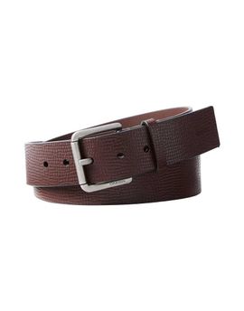 Calvin Klein Calvin Klein leather grain roller buckle 40mm belt in chestnut brown