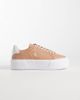 Calvin Klein Calvin Klein leather lace up flatform sneakers in peach-pink - 1