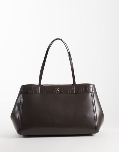 Calvin Klein Calvin Klein leather large tote bag in chocolate brown