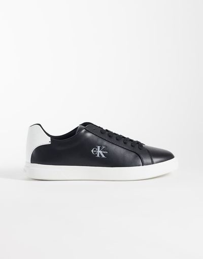 Calvin Klein Calvin Klein leather low profile cupsole sneakers in black