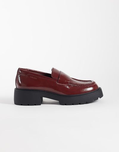 Calvin Klein Calvin Klein leather patent chunky loafer in burgundy-Brown