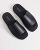 Calvin Klein Calvin Klein leather slides with debossed logo in black - 1