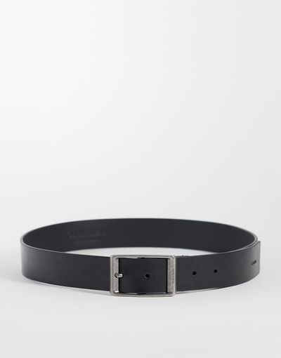 Calvin Klein Calvin Klein leather square buckle 35mm belt in brown-Black