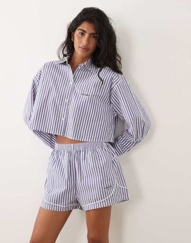 Calvin Klein Calvin Klein logo poplin track shorts in blue stripes - part of a set