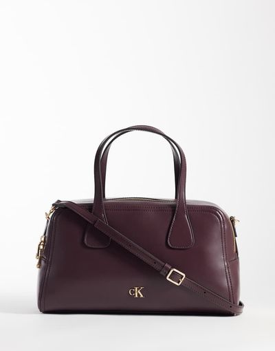 Calvin Klein Calvin Klein medium bowling bag with strap in fudge brown