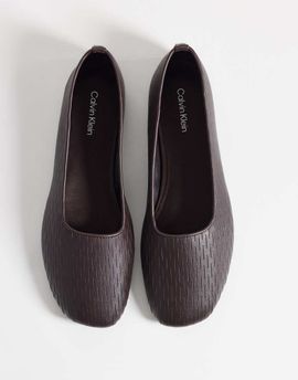 Calvin Klein Calvin Klein mesh textured ballet flats in dark brown-Black