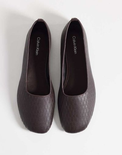Calvin Klein Calvin Klein mesh textured ballet flats in dark brown-Black