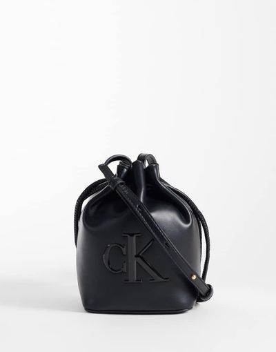Calvin Klein Calvin Klein mini crossbody bucket bag with bold logo in black