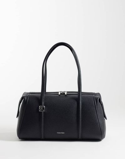 Calvin Klein Calvin Klein mini shoulder bag with silver hardware and grain texture in black