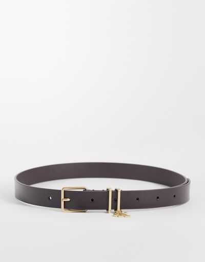 Calvin Klein Calvin Klein monogram charm 25mm belt in chocolate brown