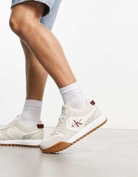 Calvin Klein Calvin Klein monogram logo sneakers in beige-Neutral