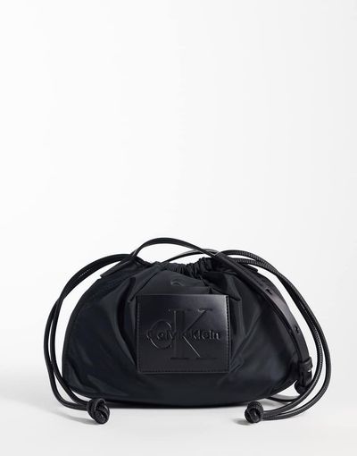 Calvin Klein Calvin Klein nylon drawstring crossbody bag with bold logo in black