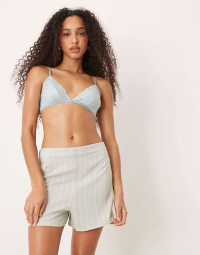 Calvin Klein Calvin Klein pajama shorts in sage green stripes-Gray