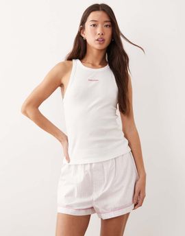 Calvin Klein Calvin Klein pajama tank top and shorts set in white and pink