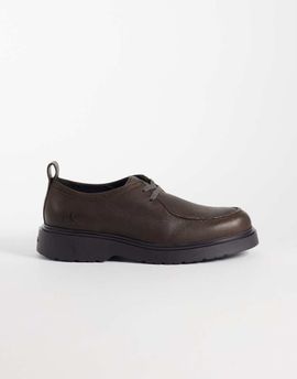 Calvin Klein Calvin Klein premium leather combat apron lace up shoe in chocolate brown