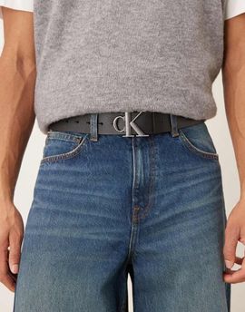 Calvin Klein Calvin Klein real leather belt with silver buckle in black