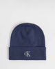 Calvin Klein Calvin Klein rib knit beanie with fine logo in blue - 1