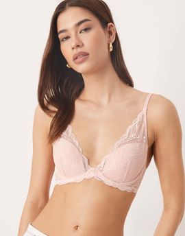 Calvin Klein Calvin Klein Sensual Stretch lightly lined plunge lace bra in blush pink