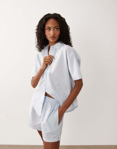 Calvin Klein Calvin Klein shirt and shorts set in pale blue