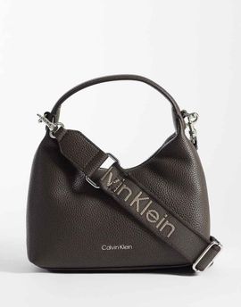 Calvin Klein Calvin Klein shoulder bag with canvas cross-body strap in chocolate brown