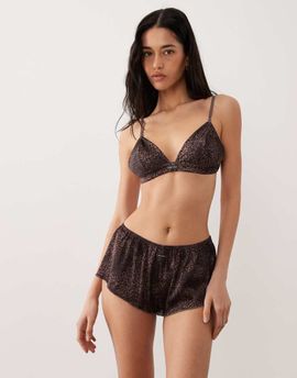 Calvin Klein Calvin Klein Signature Satin tap shorts in brown animal print