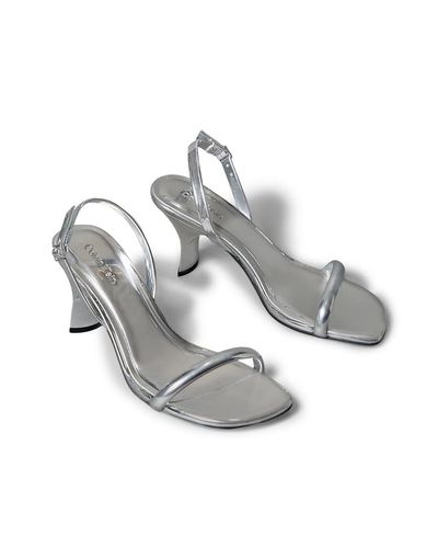 Calvin Klein Calvin Klein strappy leather kitten heels in silver