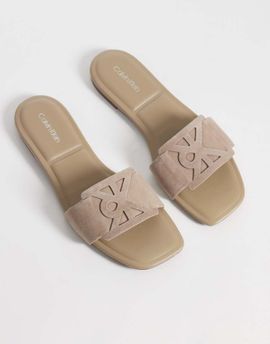 Calvin Klein Calvin Klein suede square sandals in beige-Neutral