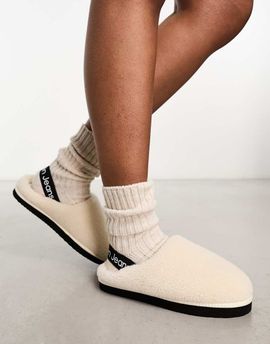 Calvin Klein Calvin Klein teddy clog house slippers in cream-Black