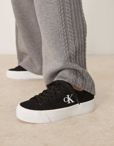 Calvin Klein Calvin Klein vulc flatform canvas sneakers in black